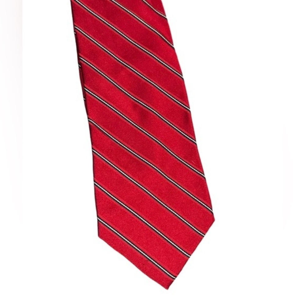Roundtree & Yorke men’s red striped silk neck tie